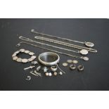 SILVER JEWELLERY - a lovely lot of silver jewellery featuring a bracelet made from silver Rupees,