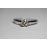 DIAMOND SOLITAIRE RING - fine brilliant cut diamond solitaire (approx 0.5ct) in a white gold ring.