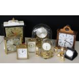 CLOCKS - a collection of 13 mantle and miniature clocks to include a glass dome anniversary clock