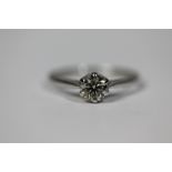 DIAMOND SOLITAIRE RING - beautiful brilliant cut diamond (approx. 0.6ct) on an 18ct white gold ring.