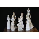 SPANISH PORCELAIN - 7 Spanish porcelain female figures to include the makes Lladro, Nao,