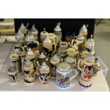 BEER STEINS - approximately 35 Bavarian beer steins, tankards,