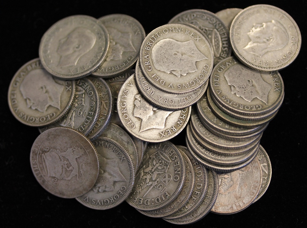 BRITISH SILVER COINS - a variety of coins pre 1947 to include florins, shillings, - Image 3 of 8