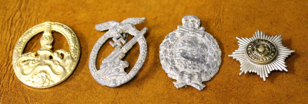 WORLD WAR BADGES - 3 cap badges to include a WWII War German Anti-Partisan Badge,