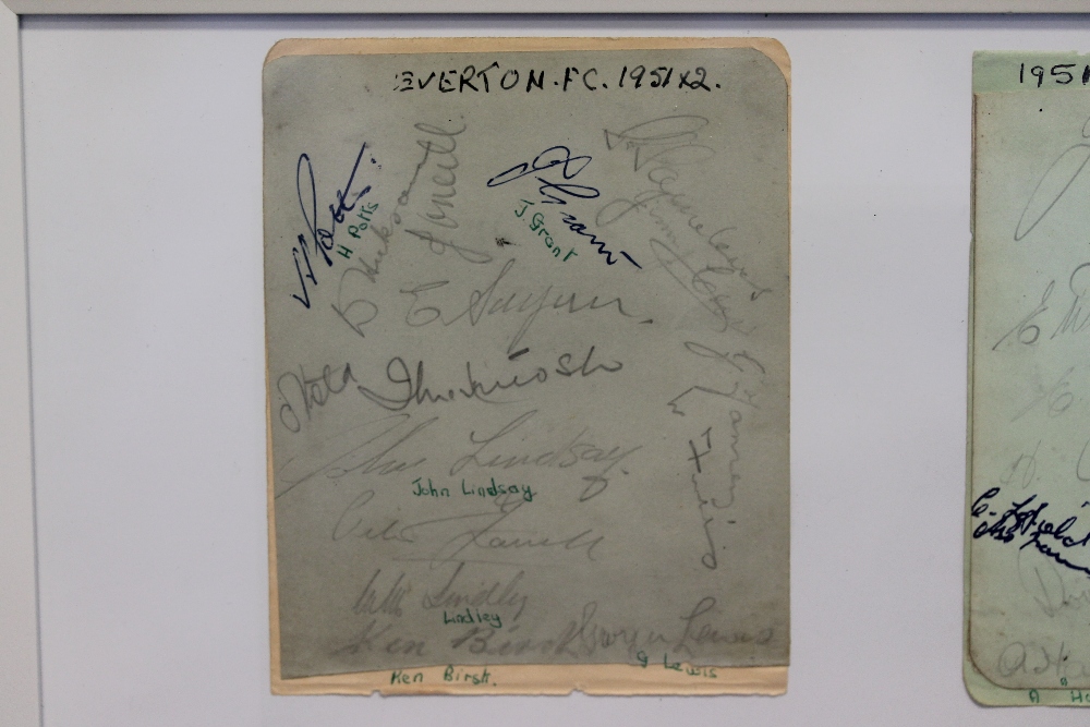 EVERTON FC - a framed display of two autograph sheets featuring the 1951-52 season squad including - Image 3 of 5