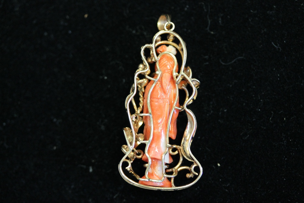 GEISHA PENDANT - a Geisha figure mounted in 14K gold. Stands at 4.5cm. - Image 2 of 3