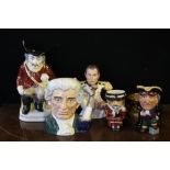 CHARACTER JUGS - 5 character jugs to include a Royal Doulton Apothecary D 6567,