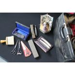 BARBERS LOT - a collection of professional barber tools to include cut throat razors (4 engraved