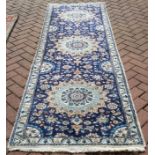 FINE PERSIAN NAIN RUNNER - a fine Persian Nain runner, measuring 289x88cm.