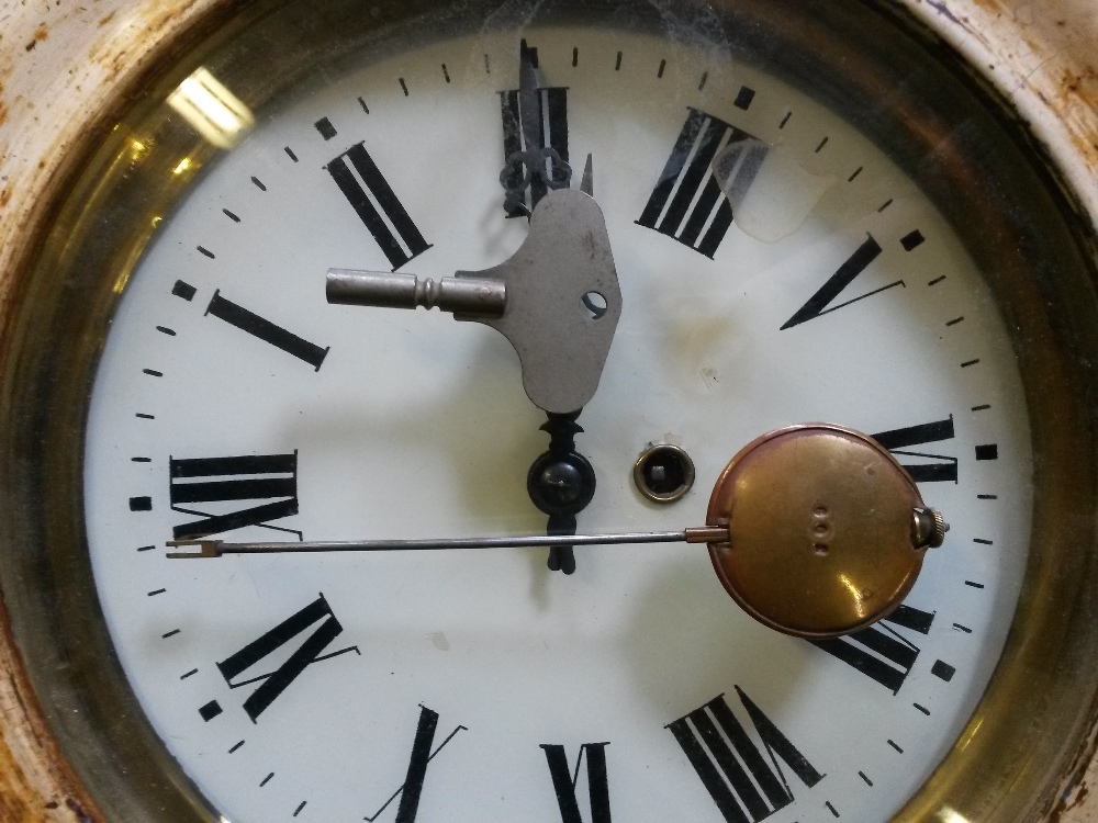 STATION CLOCK - a vintage station clock with fusee movement and original dial covered by - Image 2 of 3