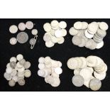 BRITISH SILVER COINS - a variety of coins pre 1947 to include florins, shillings,