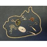 GOLD - a selection of gold items to include a Victorian citrine gold swivel fob,