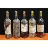 DESERT WINE - SAUTERNES - 5 bottles of Sauternes desert wine, sealed, c1976.