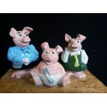 NATWEST PIGS - 3 Natwest Wade pig money banks to include Lady Hilary, Annabel and Woody.