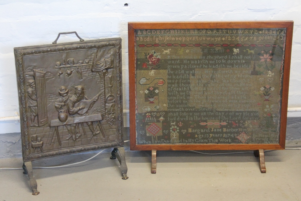 FIRE SCREENS - a Victorian sampler by Margaret Jane Barber, dated 1874,
