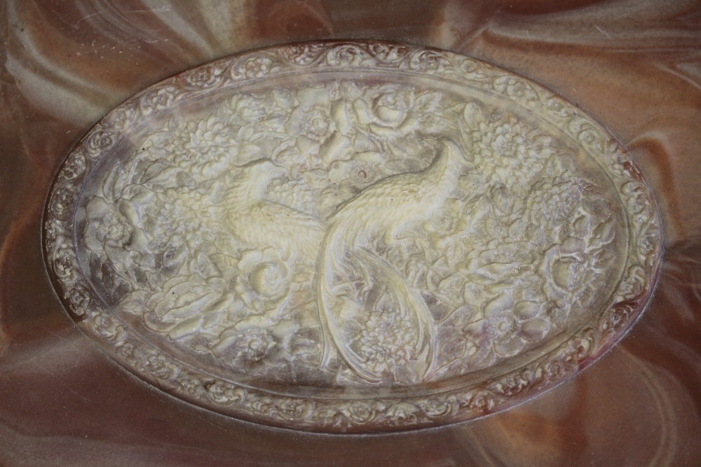 COSTUME JEWELLERY - a marble effect incolay stone jewellery box with peacock decoration filled with - Image 3 of 3