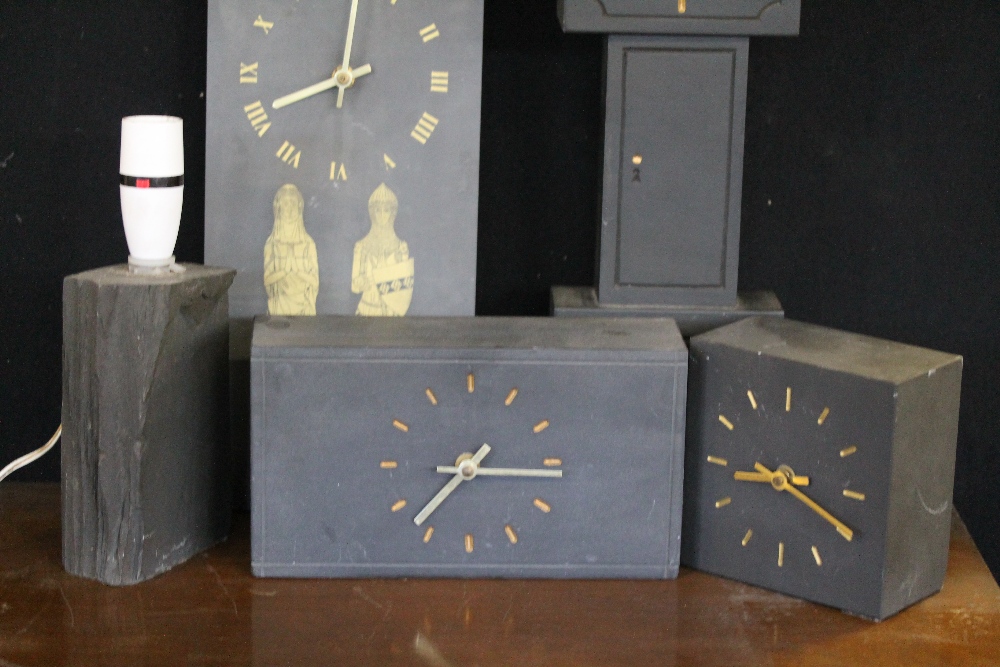 SLATE CLOCKS - 9 slate clocks (7 battery powered) and a slate lamp. - Image 3 of 3