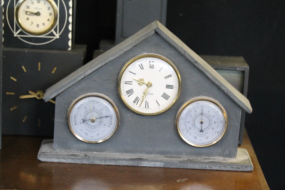 SLATE CLOCKS - 9 slate clocks (7 battery powered) and a slate lamp. - Image 2 of 3
