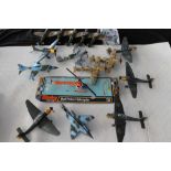 DINKY - 15 loose aeroplanes and a Bell Police Helicopter (box base - no plastic),