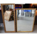 GILT MIRRORS - 2 gilt mirrors measuring 81x55cm and 37.5x95cm.