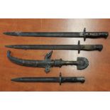 BAYONET KNIVES - 3 bayonet knives to include one marked with the military crow's foot and another
