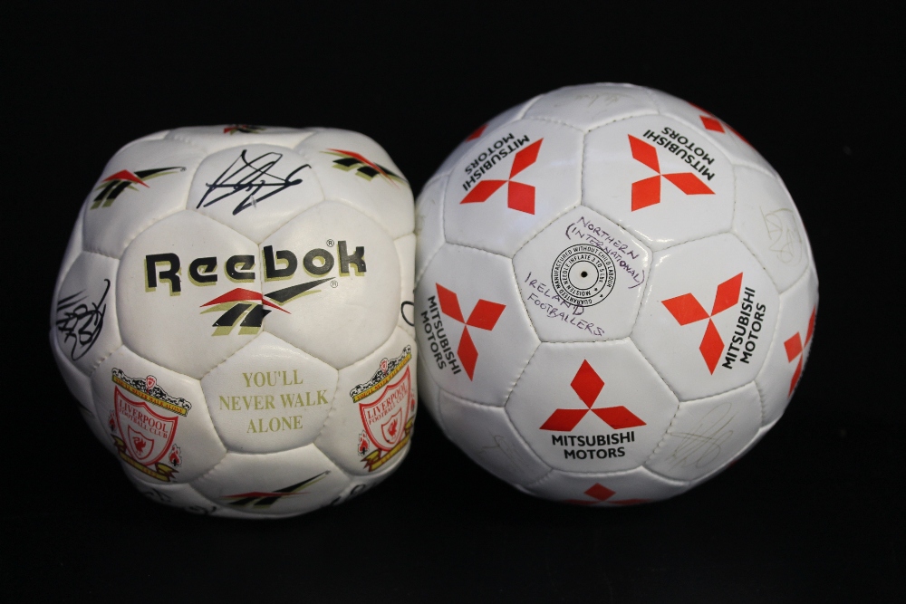 SIGNED FOOTBALLS - 2 signed footballs to include a Mitsubishi football signed by Northern Ireland