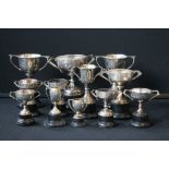 SILVER TROPHIES - a collection of 12 sterling silver tennis club trophies engraved in the 30s and