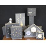 SLATE CLOCKS - 9 slate clocks (7 battery powered) and a slate lamp.