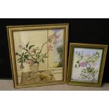 GEOFFREY COOPER - 2 framed still life flower paintings by artist Geoffrey Cooper. One dated 1977.