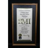 OASIS BMI CITATION OF ACHIEVEMENT AWARD-