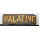 PALATINE VINTAGE SIGN - a vintage painted wooden sign reading Palatine.