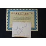 MUHAMMAD ALI - a Mappin & Webb Ltd note card signed on the reverse by Muhammad Ali.