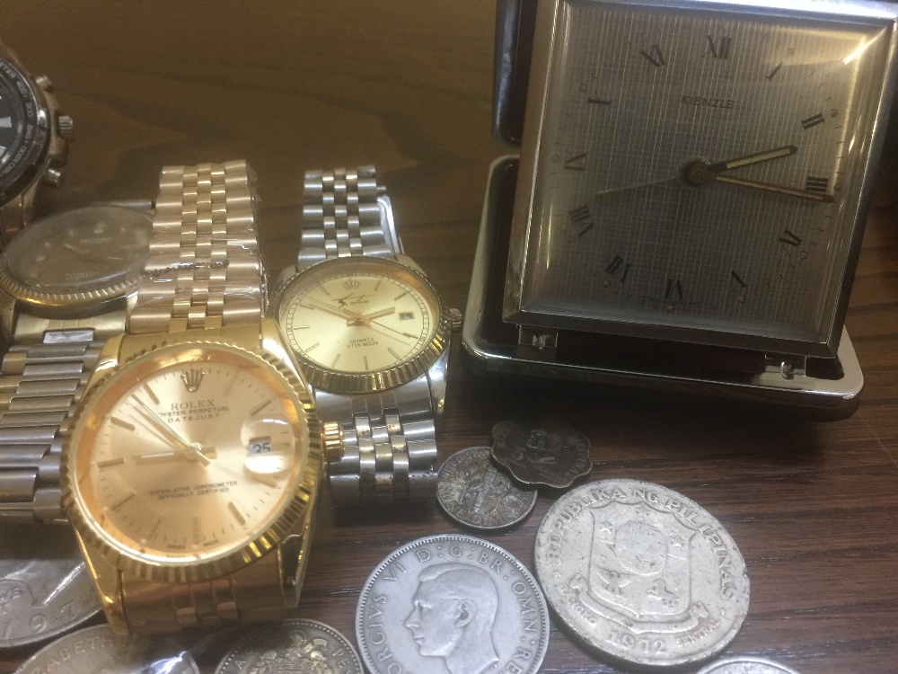 WATCHES, COINS & CUFFLINKS - mixed lot to include a replica Rolex (ticks and adjusts), - Image 2 of 2