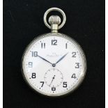 IWC THIRD REICH POCKET WATCH - A Second World War period military keyless pocket watch made for the