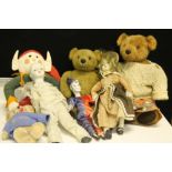 VINTAGE TOYS - a collection of vintage toys to include a clown with ceramic features,