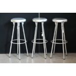 INDECASA BAR STOOLS - 3 matching aluminium Indecasa bar stools measuring approximately 31x80cm.