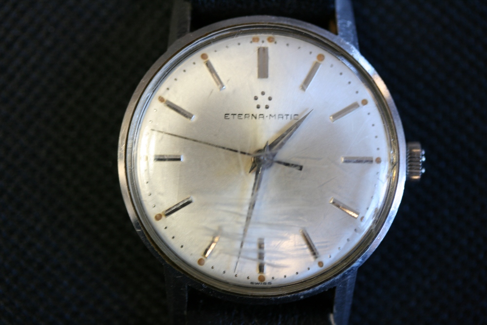 ETERNAMATIC - an Eternamatic watch on a leather strap marked 4557449 on the reverse with original - Bild 2 aus 8