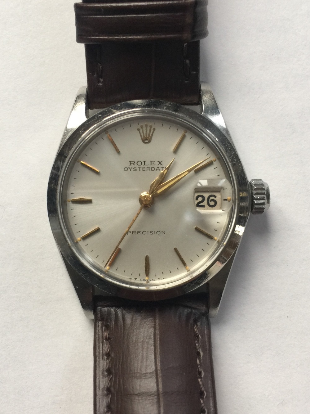 ROLEX OYSTERDATE PRECISION - gents mid-size automatic watch c.1965 on a Hirsch Duke alligator strap. - Image 2 of 8