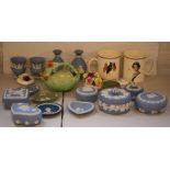 WEDGWOOD JASPER - 15 pieces of jasperware (2 green),