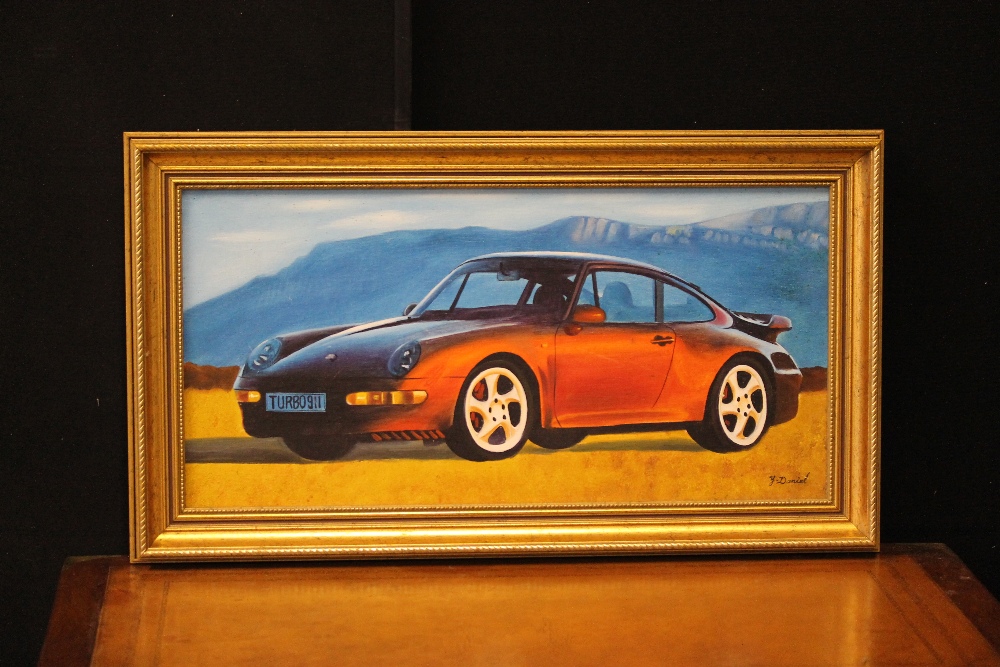 PAINTINGS - Y. DANIEL - A. T. JUBB - a framed painting of a Porsche 911 by Y. - Image 5 of 6