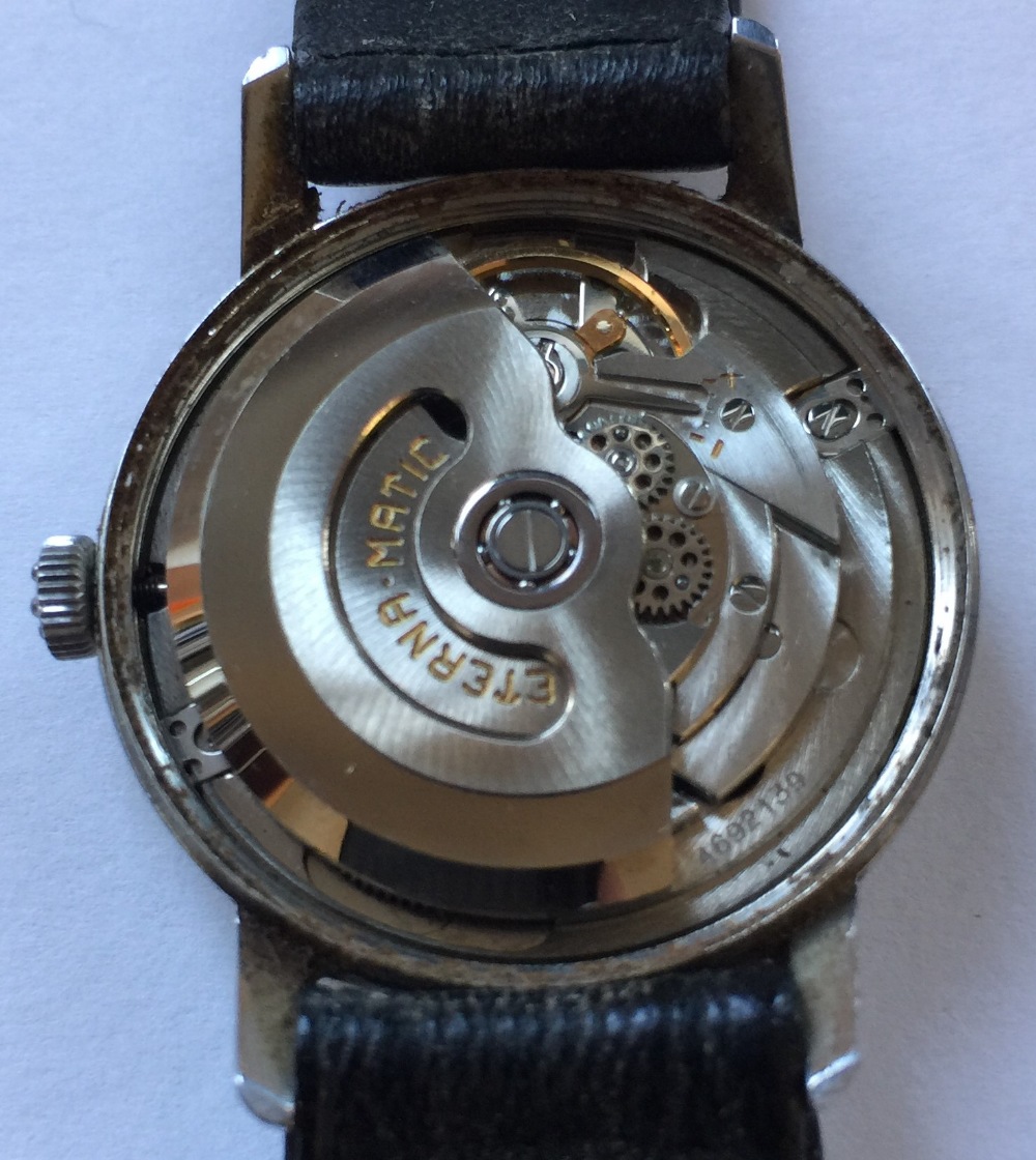 ETERNAMATIC - an Eternamatic watch on a leather strap marked 4557449 on the reverse with original - Bild 4 aus 8