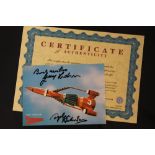 GERRY & SYLVIA ANDERSON - THUNDERBIRDS - a Thunderbirds postcard (Thunderbird 3) signed in black