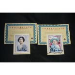 SPIKE MILLIGAN - 2 Royal Mail stamp card series postcards featuring HM The Queen Mother for her