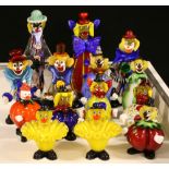 GLASS CLOWNS - a collection of 14 glass clowns (appear predominantly Murano) to include 2 ice cream