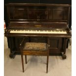 EMERSON PIANO - an R. Emerson Manchester and Southport upright piano and embroidered piano stool.