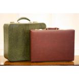 VINTAGE CASES - a faux alligator skin Pukka luggage case and a briefcase.