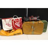 VINTAGE BAGS - a selection of vintage travel and sports bags to include a 1970s bright orange