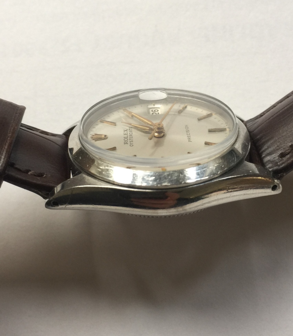 ROLEX OYSTERDATE PRECISION - gents mid-size automatic watch c.1965 on a Hirsch Duke alligator strap. - Image 6 of 8