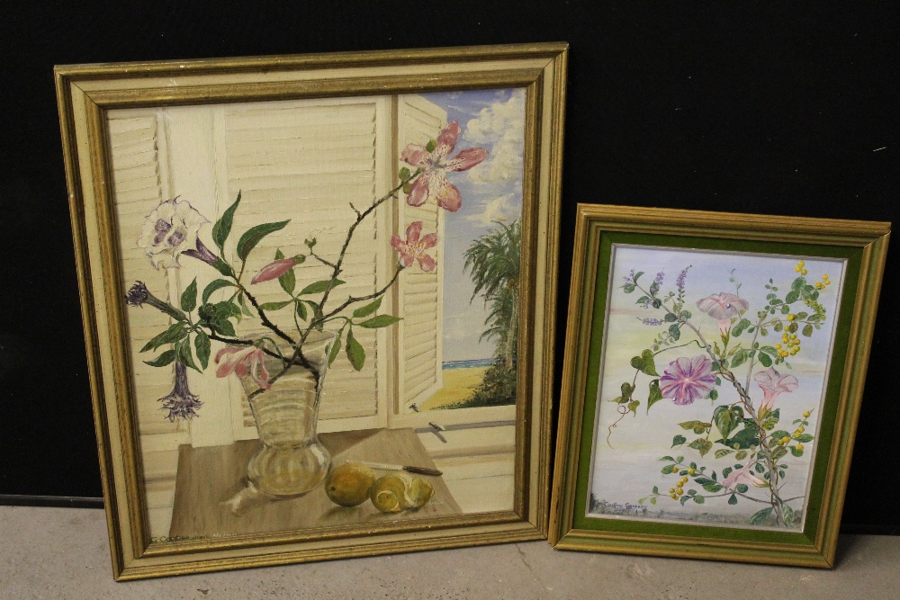 GEOFFREY COOPER - 2 framed still life flower paintings by artist Geoffrey Cooper. One dated 1977.