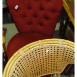 Button back bedroom chair and one other cane seated chair